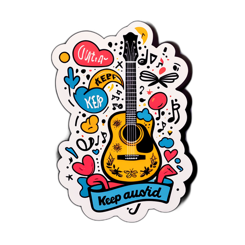 Stickers inspirowane Austinem z gitarą i hasłem 'Keep Austin Weird'