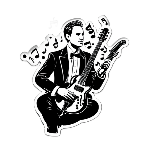 Intrikat klistremerke av Adrian Sellevoll med musikalske elementer