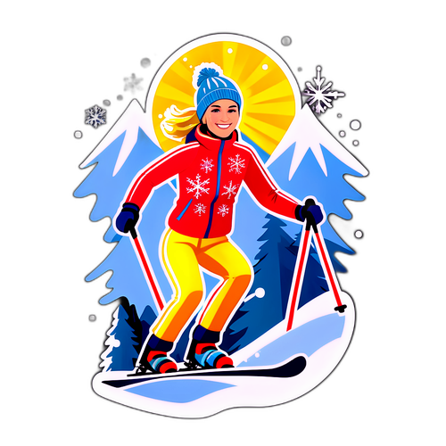 En glad illustrasjon av Therese Johaug som går på ski