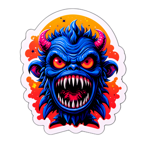 Klistermärke med monsterdesign inspirerad av Stranger Things