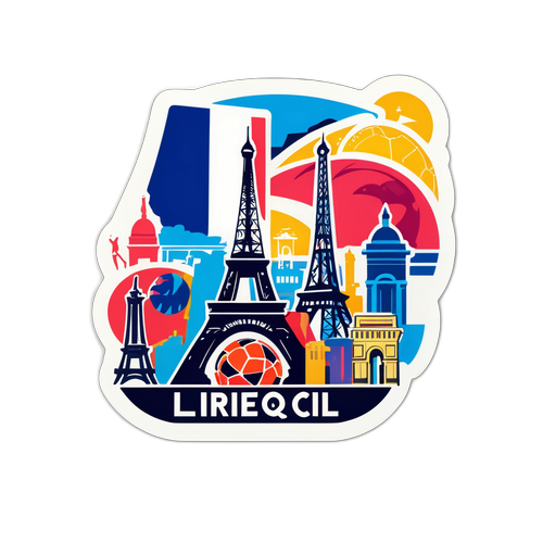 Sticker wa Ligue 1 na Alama maarufu za Ufaransa