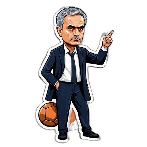 Karikatur av Jose Mourinho med taktisk tavle