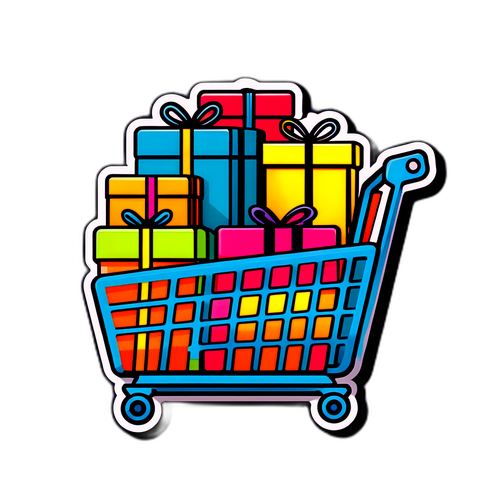 Stylisiertes Amazon-Logo mit bunten Paketen