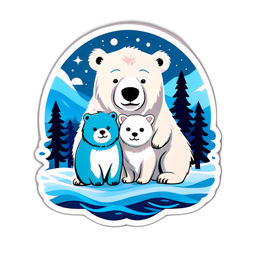 可愛極地熊與小貓小狗的友誼