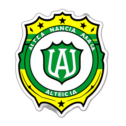 Adesivo do Atlético Nacional com elementos da bandeira da Colômbia