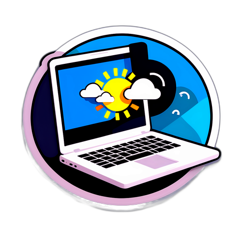 Biểu tượng máy tính xách tay với website thời tiết