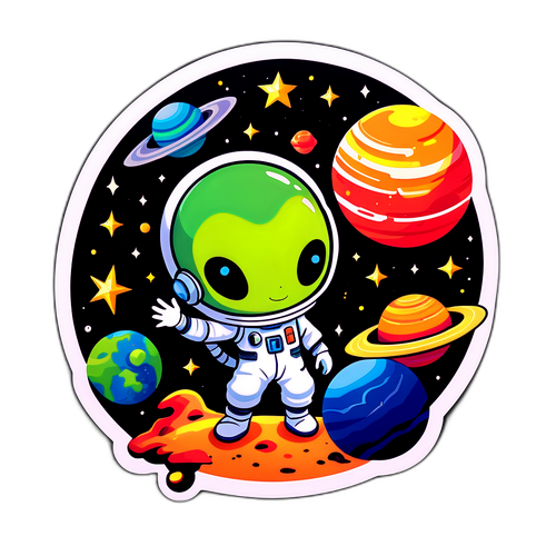 우주 테마 스티커 디자인