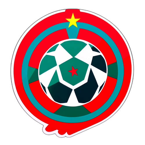 Kleurrijke sticker van het voetbal symbool van Marokko