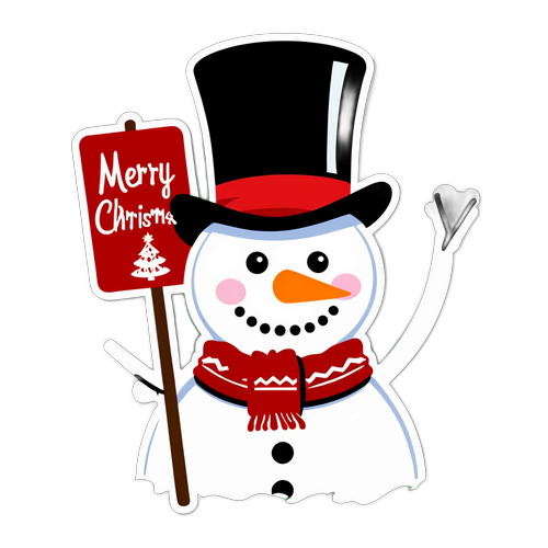 Masiglang Snowman na may Sumbrero at Scarf