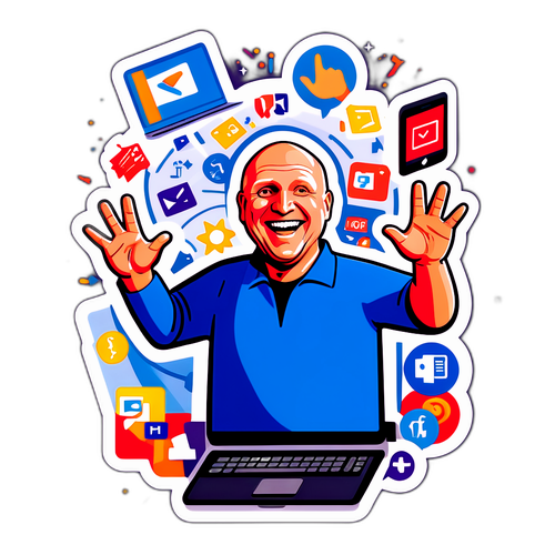 En konstnärlig bild av Steve Ballmer som firar