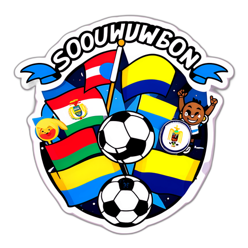 Stiker Bola Sepak dengan Bendera Argentina dan Colombia