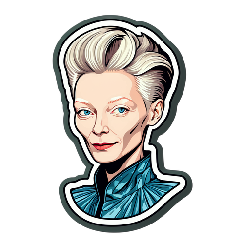 Autocollant de Tilda Swinton dans un style avant-gardiste