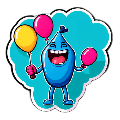 Stiker Kartun Molekul Nitrous Oksida yang Tertawa