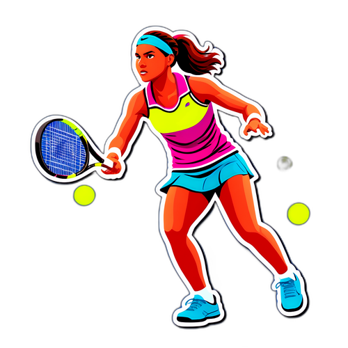 Autocollant de Clara Tauson en action sur le court de tennis