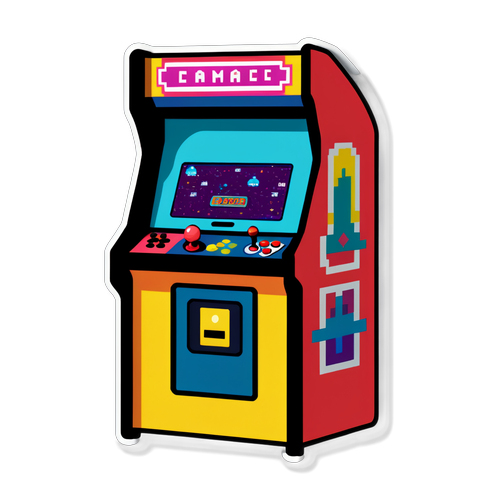Retro Arcade Game Scene Sticker