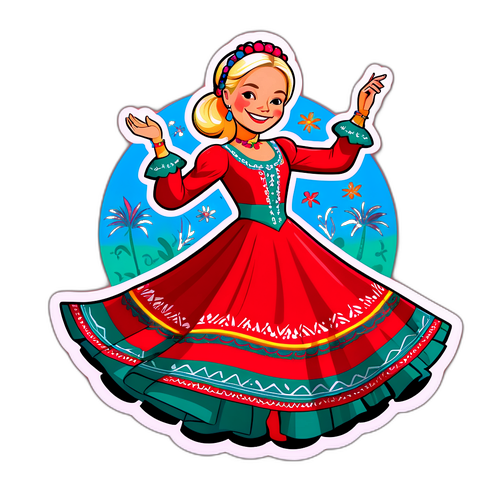 Tanssiva hahmo kauniissa meksikolaisessa ympäristössä