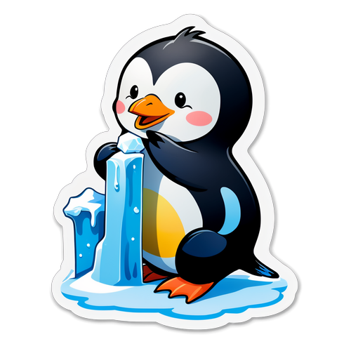 快乐滑冰的小企鹅贴纸