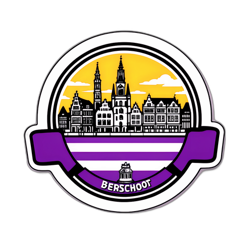 Sticker met het Beerschot-logo op een vintage achtergrond