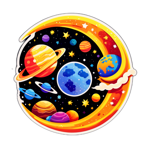 Adesivo Cósmico da Lua e Planetas