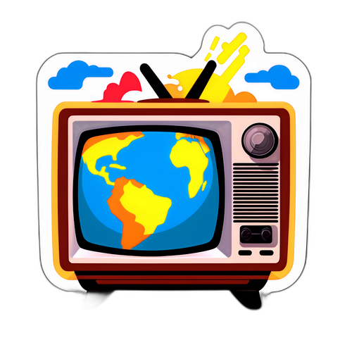 Sticker de Globo em uma TV Vintage