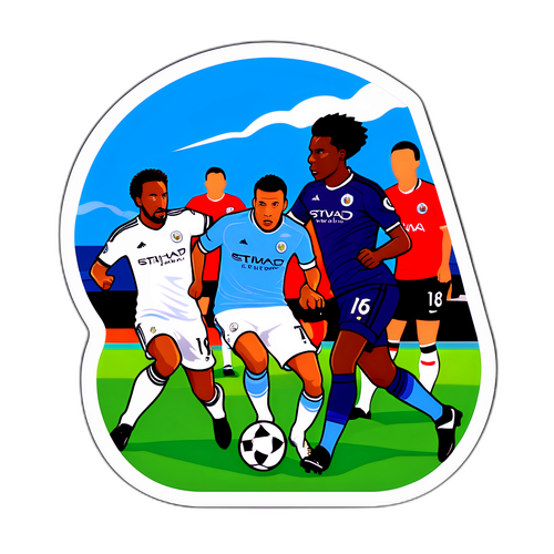 스완지와 맨체스터 시티의 치열한 경기 장면 스티커 디자인