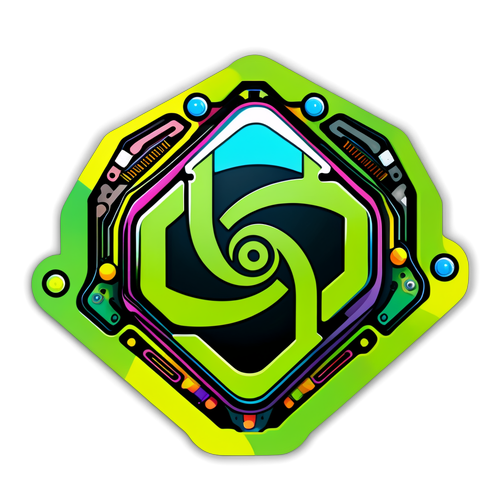 Adesivo Colorido com o Logo da Nvidia e Elementos de IA