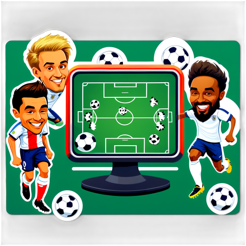 Stiker Karikatur Pemain Sepak Bola