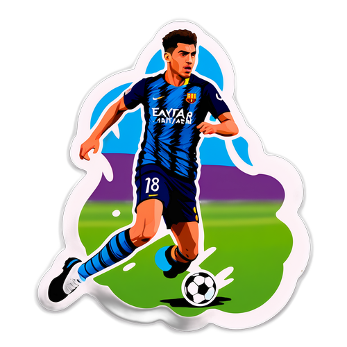 Sticker przedstawiający Pedriego w akcji na boisku