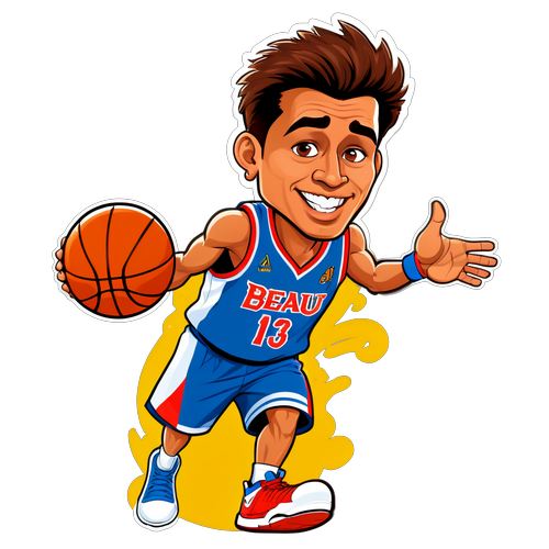 Karikatura ni Beau Belga sa Kanyang Uniporme ng Basketball