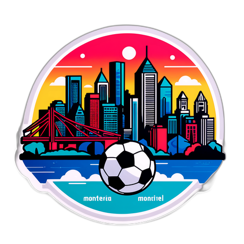 Silhouette Pemandangan Ikonik Montreal dengan Overlay Bola Sepak