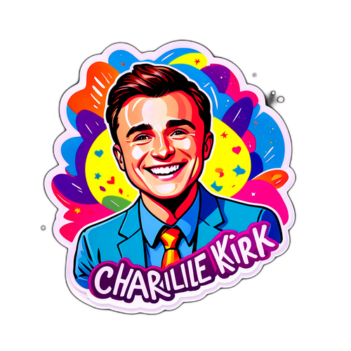 Vibrant klistermärke av Charlie Kirk
