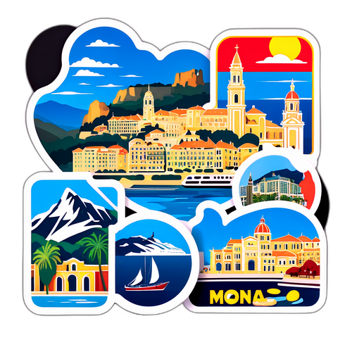 สติกเกอร์ศิลปวัฒนธรรมโมนาโกและทิวทัศน์สวยงาม