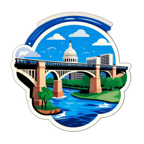 Стикер с мостом над рекой в Сент-Луисе