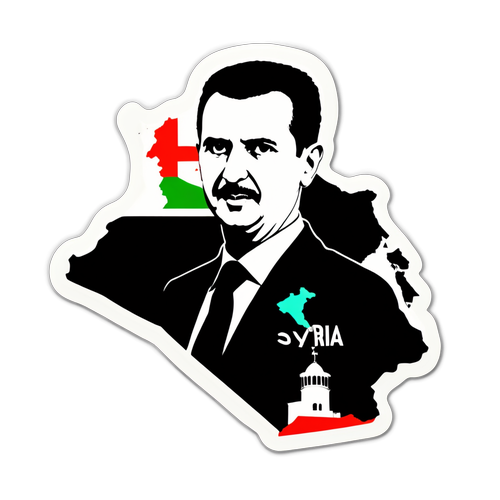 Minimalist klistermærke af Bashar al-Assads silhuet