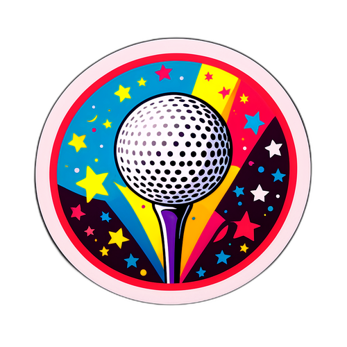 Fargerik klistremerke av golftee og ball