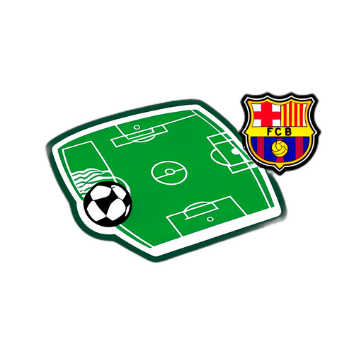 Sticker cu un meci virtual de fotbal între Racing Santander și Barcelona