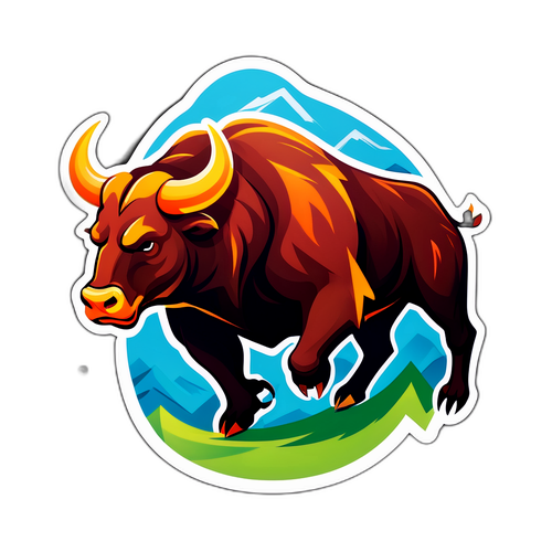 Sticker Lembaga Indeks Dow Jones dengan Lembu dan Beruang