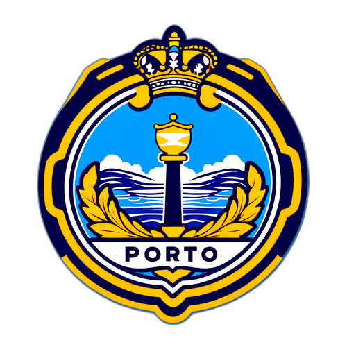 Sticker với logo Porto trên nền xanh trời sống động