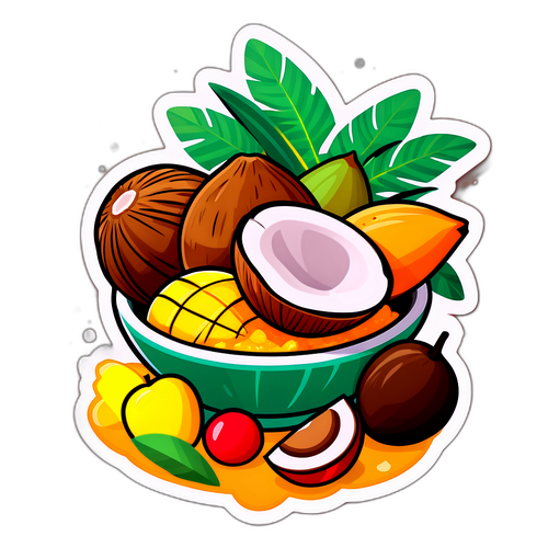 熱帶水果與咖哩碗貼紙