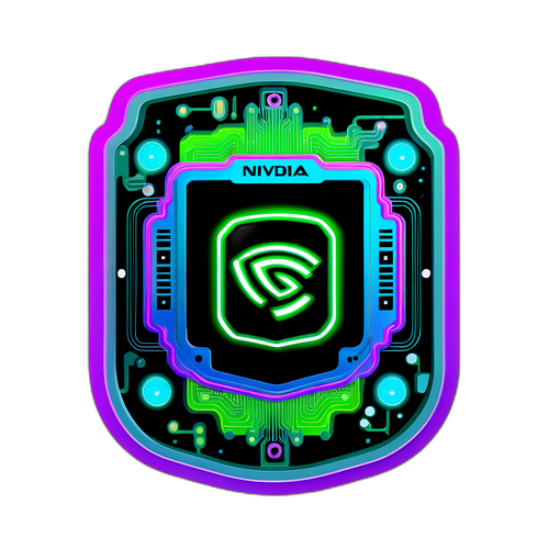 Sticker van het Nvidia-logo in neonlicht