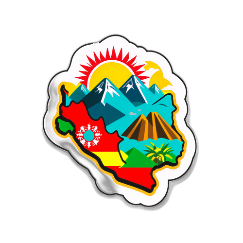Adesivo do Peru com design de mapa e símbolos tradicionais
