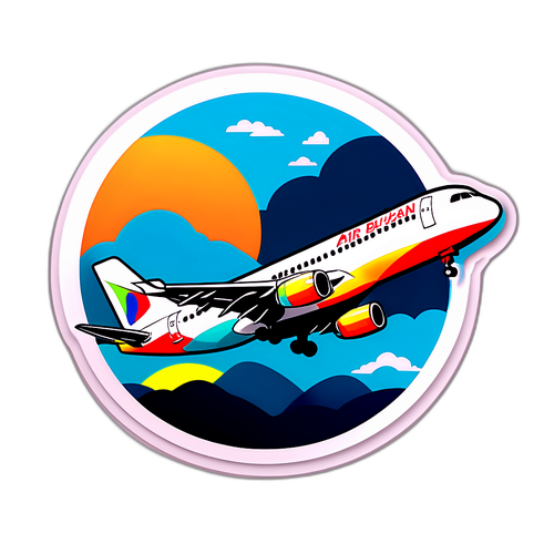 에어부산 비행기 이륙 스티커 디자인