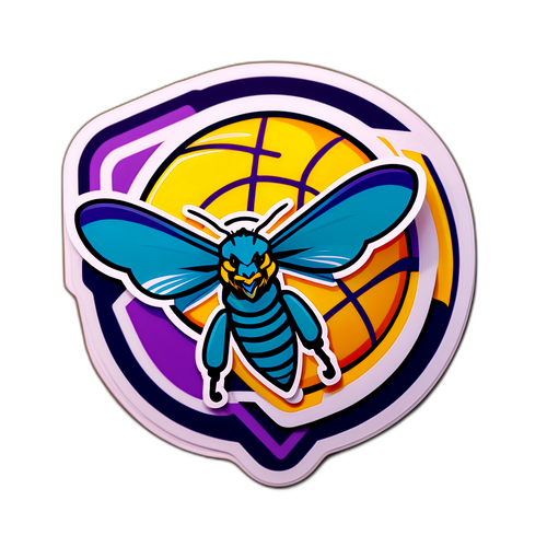 Diseño de una pegatina del juego de baloncesto entre los Hornets y los Lakers
