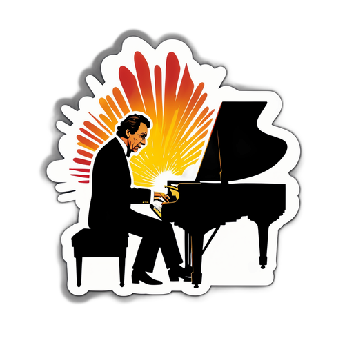 Eleganter Aufkleber von Rudolf Buchbinder am Klavier