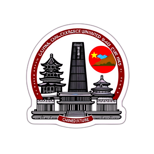 中美文化交流贴纸
