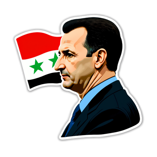 Silhuet af Bashar al-Assad med det syriske flag