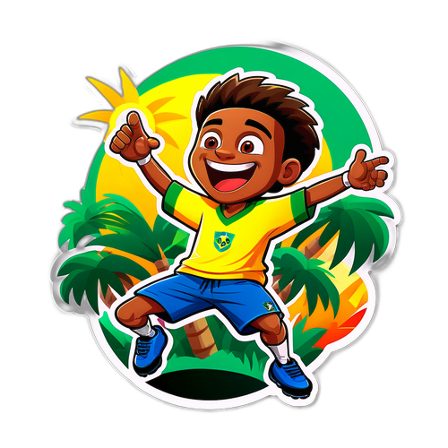 Sticker ya Mpira wa Mguu wa Kijana wa Brazil