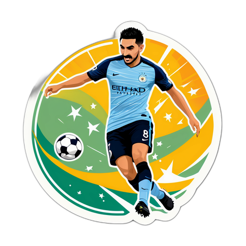Conception d'un autocollant d'Ilkay Gündogan tirant puissamment au but