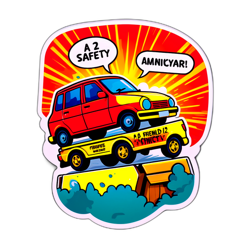 Sticker cu stil comic, prietenos pe autostrada A2