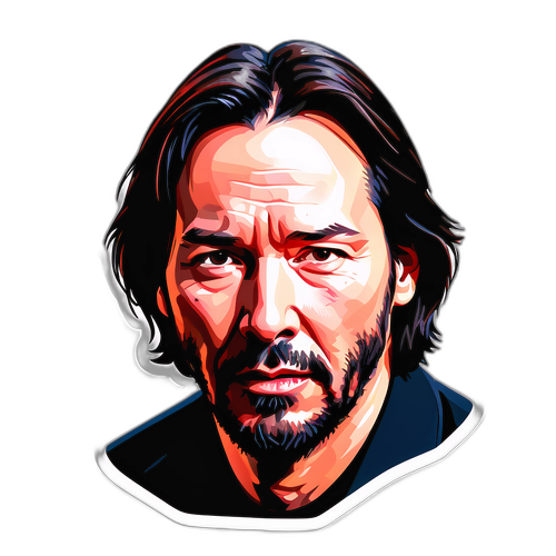 Ekspresyjny portret Keanu Reevesa w stylu akrylowym